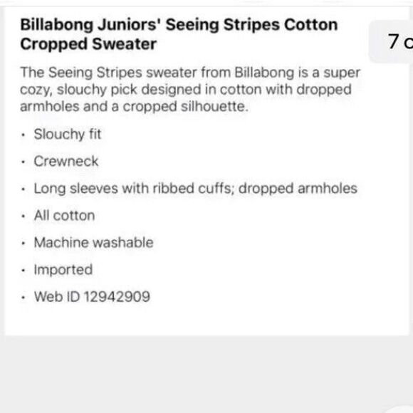 Billabong Sweater Striped Slouchy Fit Cotton Pullover Women M Long Sleeve - Picture 12 of 13